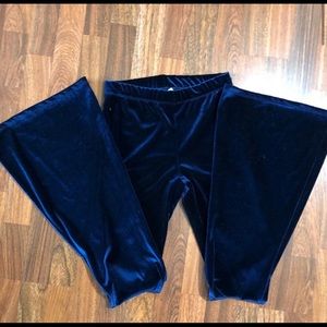 Blue velvet bell bottom Oxford pants